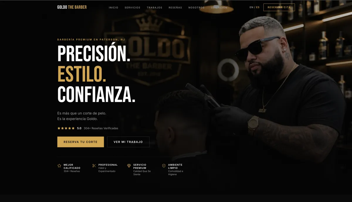 Screenshot of the Goldo The Barber website