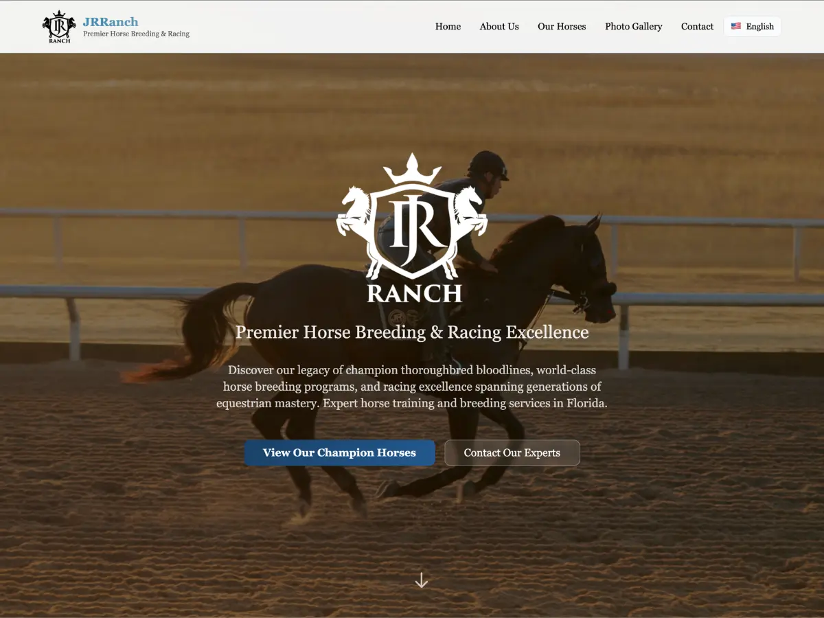 Screenshot of the JR Ranch website