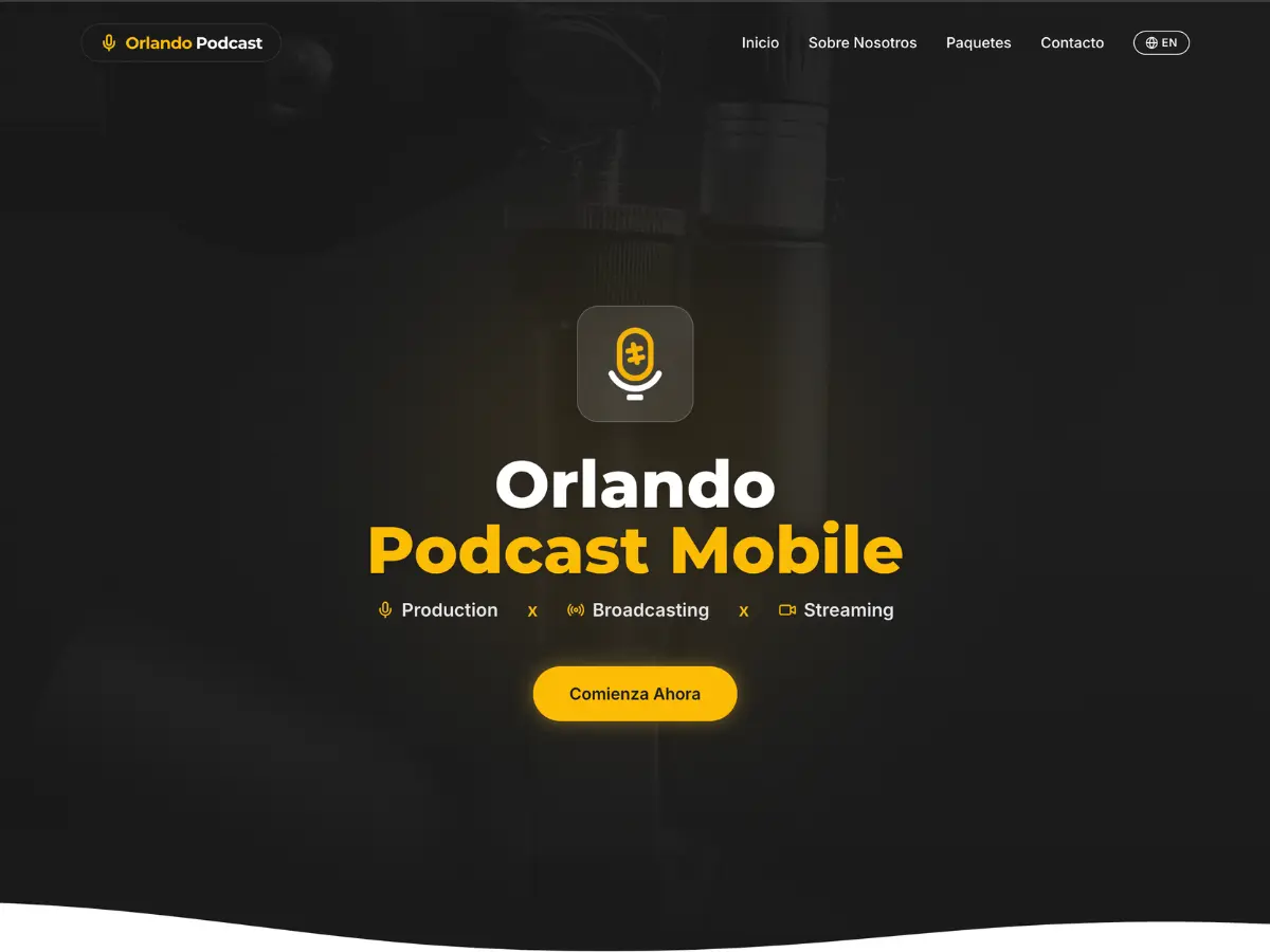 Screenshot of the Orlando Podcast Mobile website